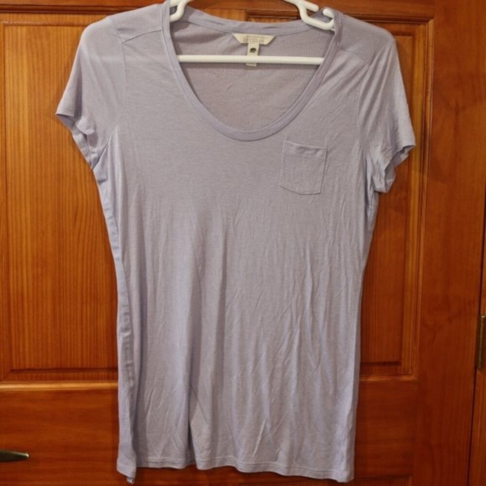 Banana Republic Heritage Lavender Pocket Ribbed Tshirt LG Lyocell - Picture 2 of 9